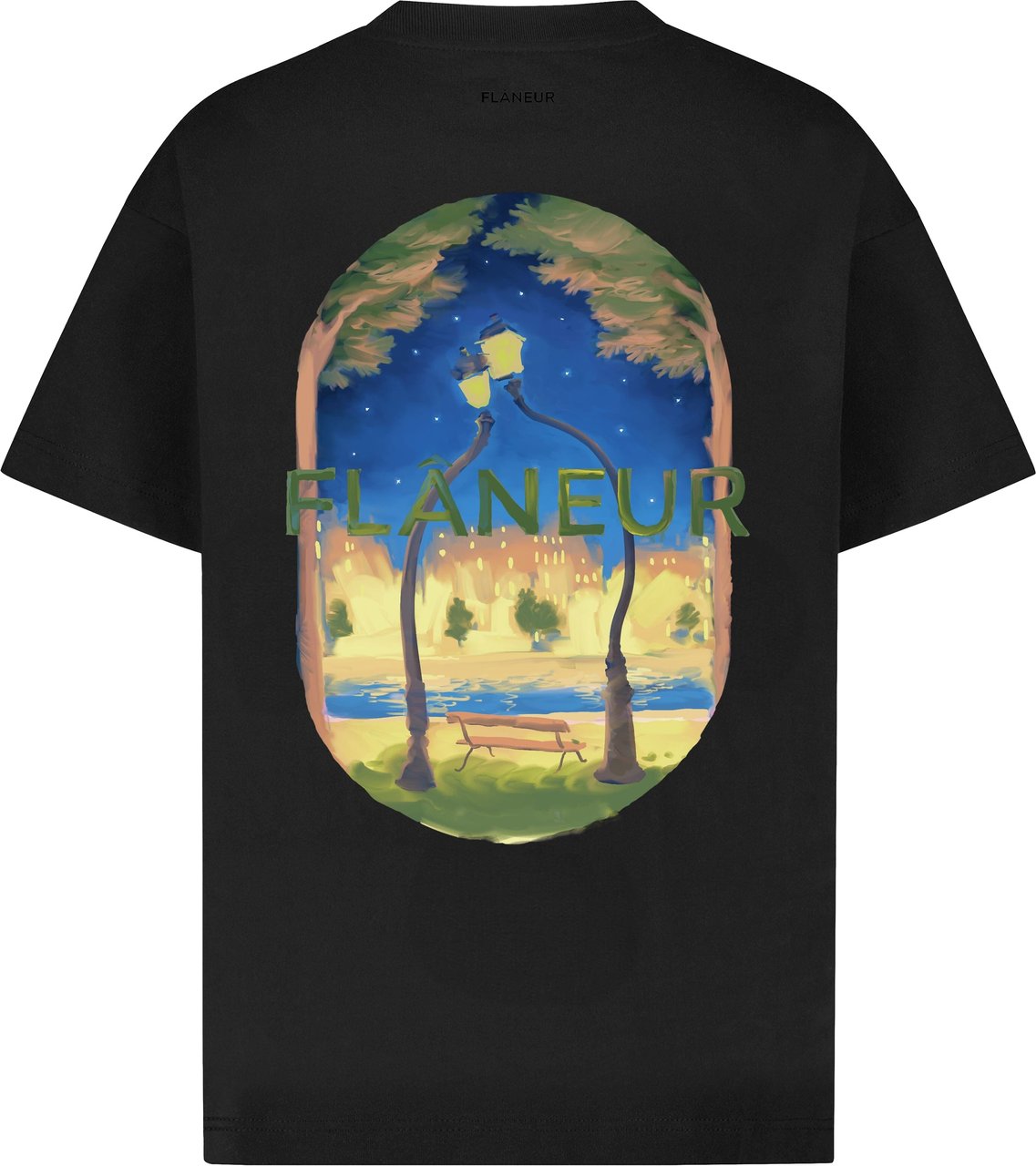 FLÂNEUR Lanterns of Love T-Shirt | Black Zwart