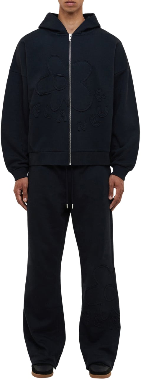 FLÂNEUR Blossom Patches Sweatpants | Black Zwart