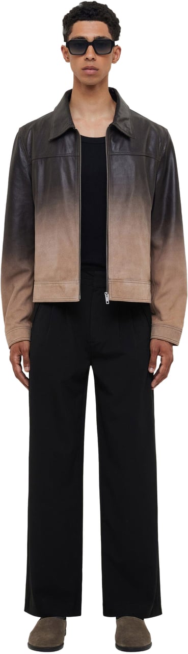 FLÂNEUR Leather Moto Jacket | Faded Brown Bruin