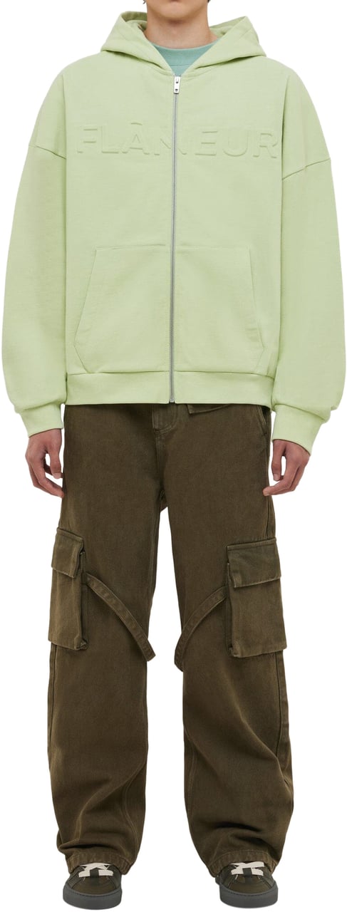 FLÂNEUR Embossed Zip-Up Hoodie | Resin Groen