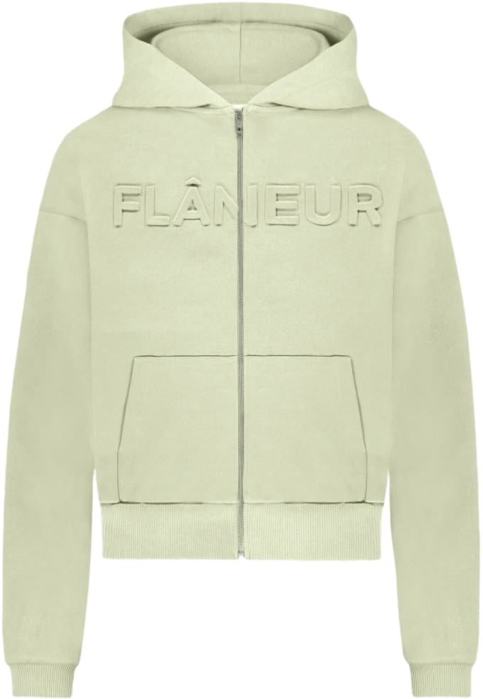 FLÂNEUR Embossed Zip-Up Hoodie | Resin Groen