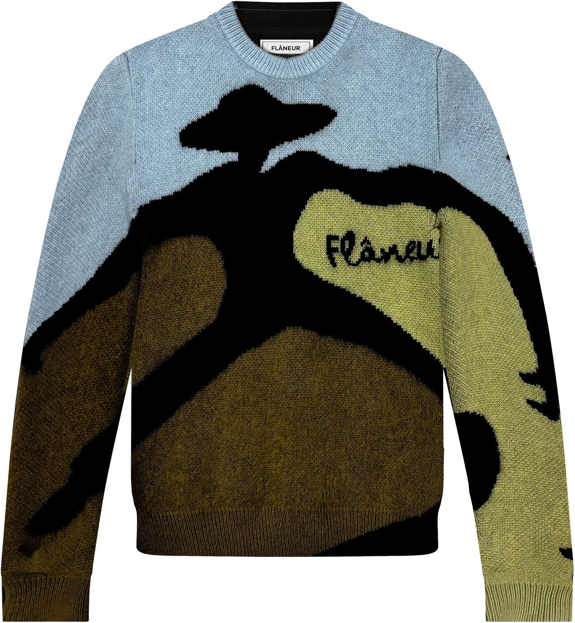 FLÂNEUR Knitted Swirl Sweater | Khaki Groen