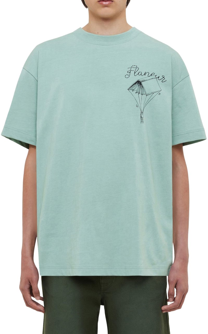 FLÂNEUR One for the Books T-Shirt | Silt Green Groen