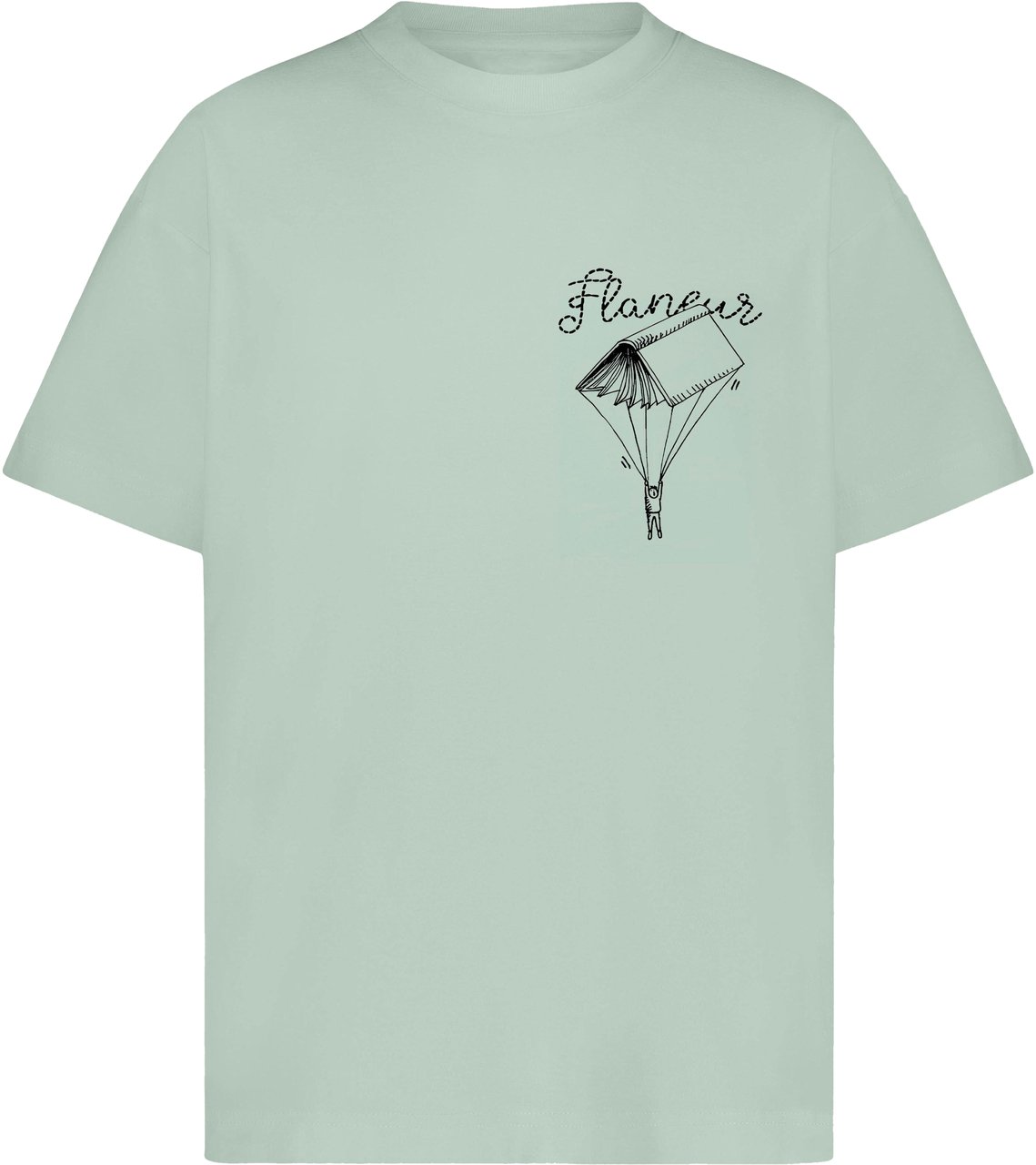FLÂNEUR One for the Books T-Shirt | Silt Green Groen