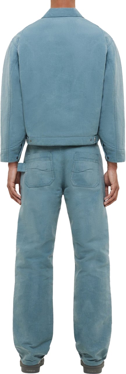 FLÂNEUR Waxed Denim Jeans | Azure Green Groen