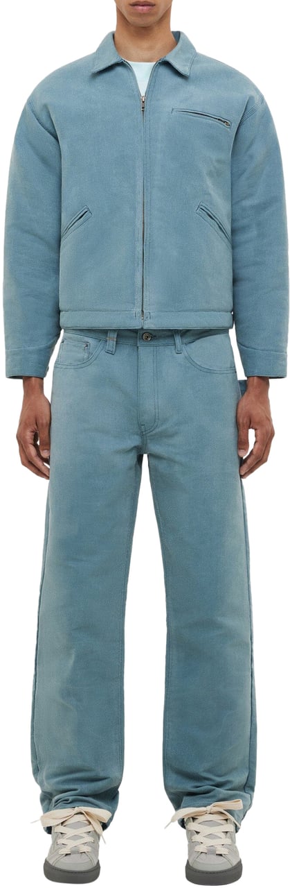 FLÂNEUR Waxed Denim Jeans | Azure Green Groen