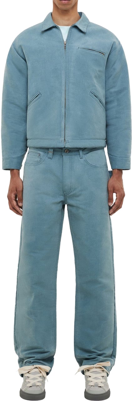 FLÂNEUR Waxed Denim Jeans | Azure Green Groen