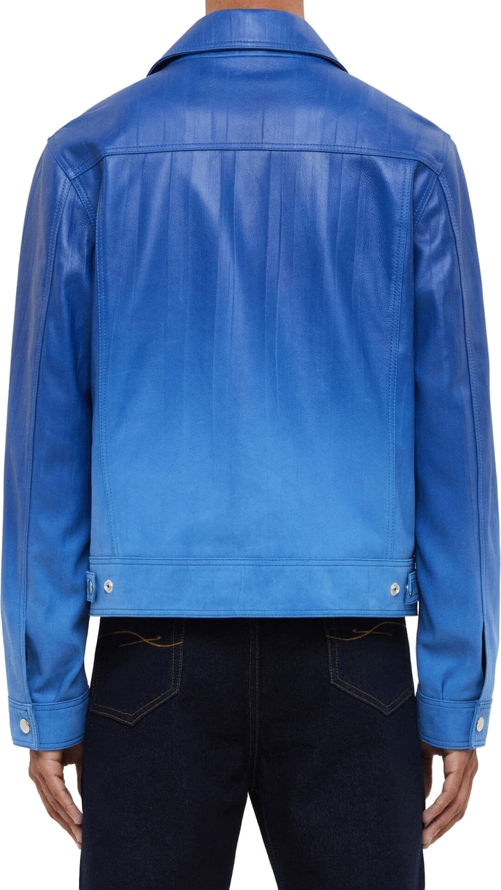 FLÂNEUR Leather Moto Jacket | Faded Blue Blauw