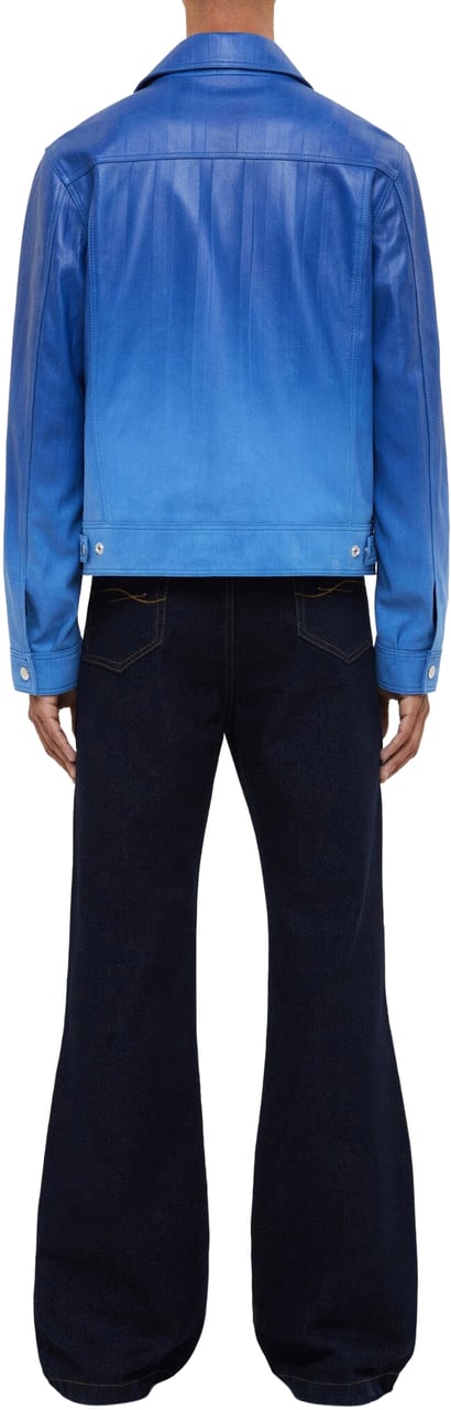 FLÂNEUR Leather Moto Jacket | Faded Blue Blauw