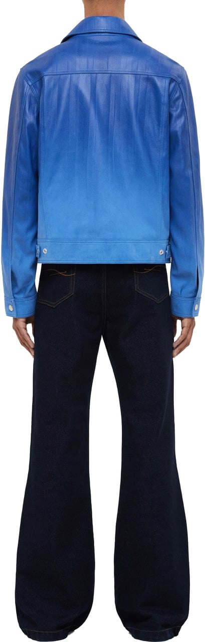 FLÂNEUR Leather Moto Jacket | Faded Blue Blauw