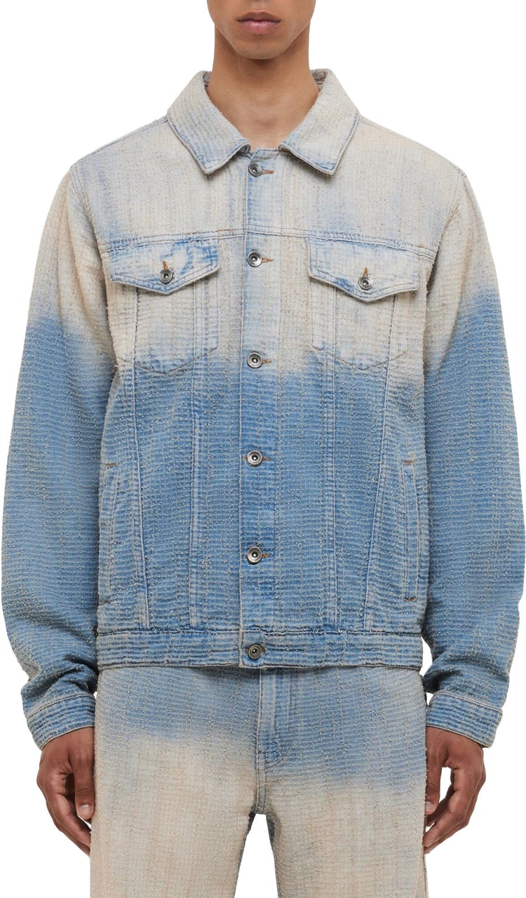 FLÂNEUR Faded Tweed Denim Jacket | Light Blue Blauw