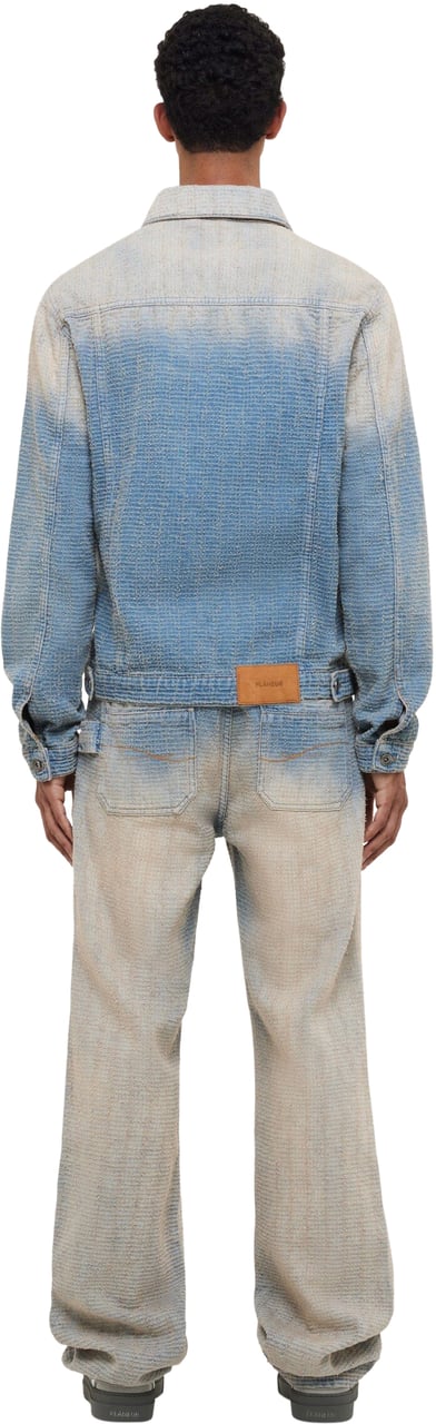 FLÂNEUR Faded Tweed Denim Jacket | Light Blue Blauw