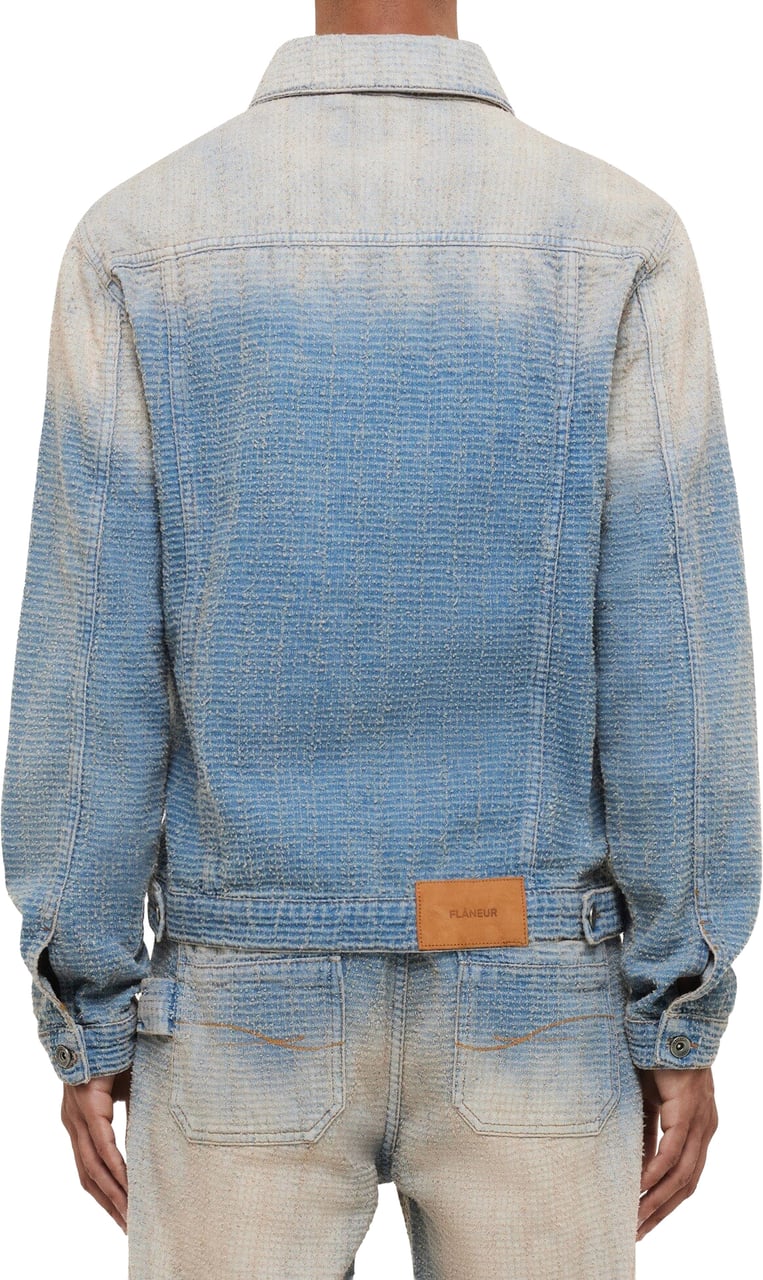 FLÂNEUR Faded Tweed Denim Jacket | Light Blue Blauw