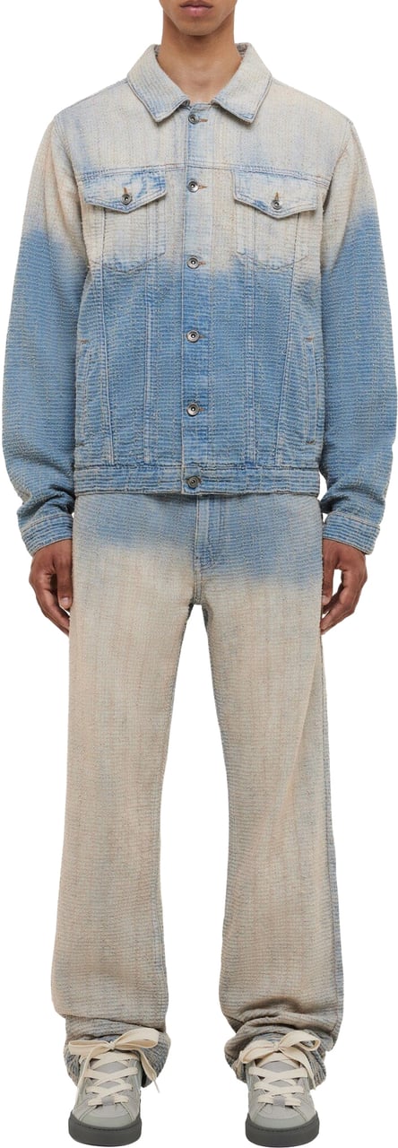FLÂNEUR Faded Tweed Denim Jacket | Light Blue Blauw