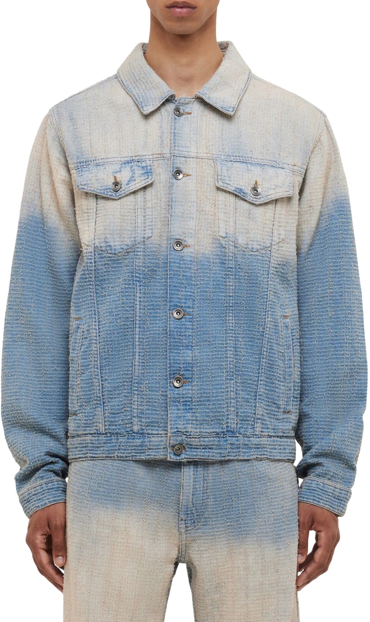 FLÂNEUR Faded Tweed Denim Jacket | Light Blue Blauw
