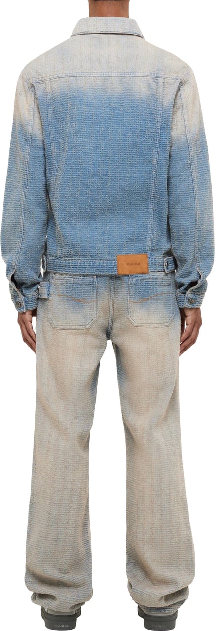 FLÂNEUR Faded Tweed Denim Jacket | Light Blue Blauw