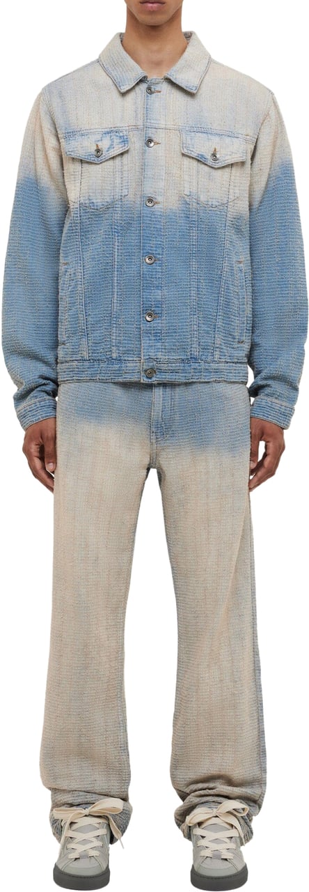 FLÂNEUR Faded Tweed Denim Jacket | Light Blue Blauw