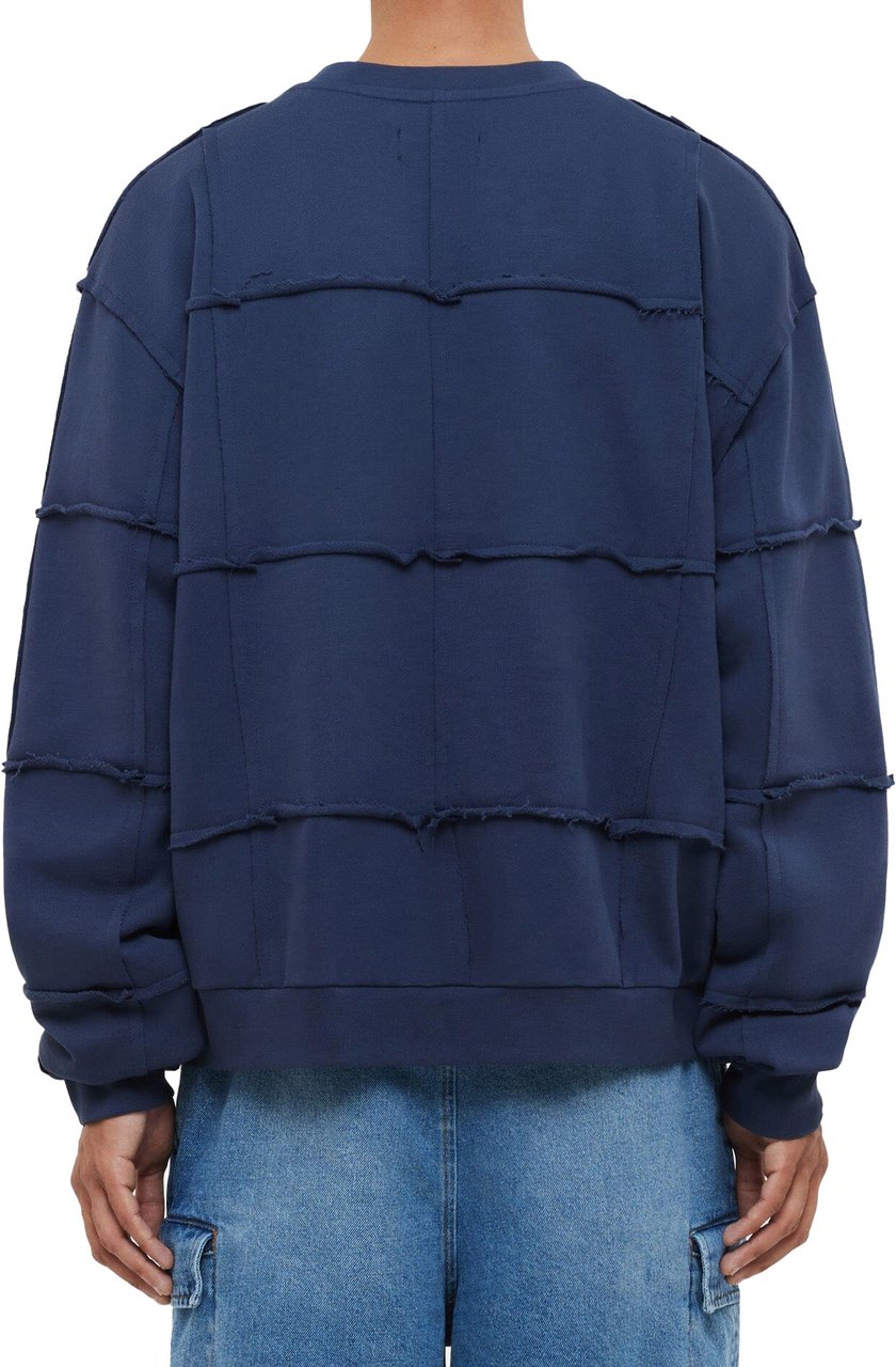 FLÂNEUR Cut & Sew Sweater | Deep Blue Blauw