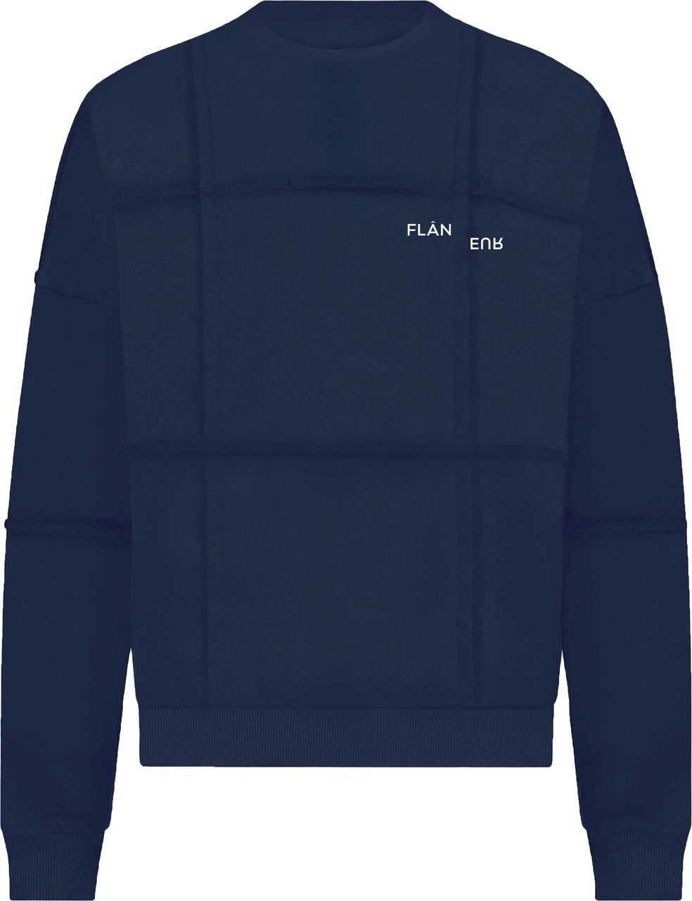 FLÂNEUR Cut & Sew Sweater | Deep Blue Blauw