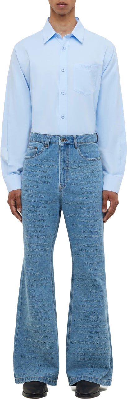 FLÂNEUR Cotton Poplin Shirt | Blue Blauw