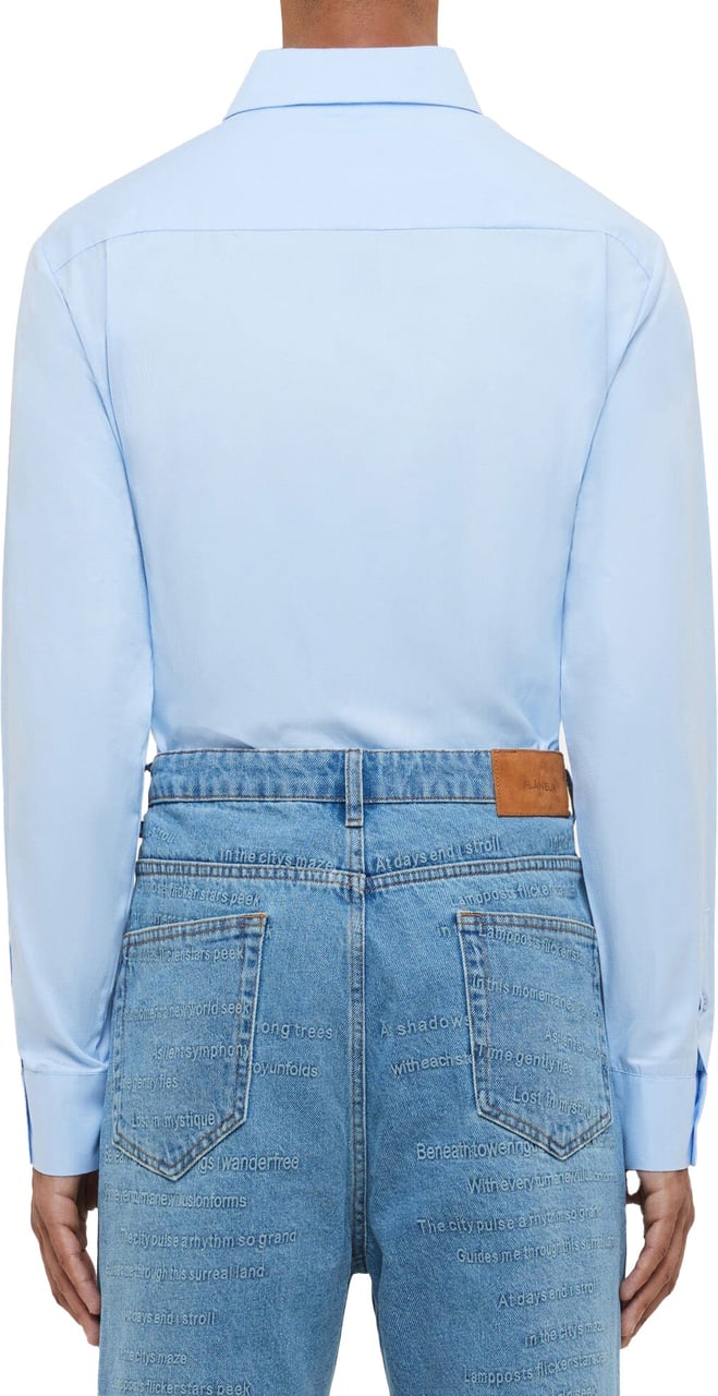 FLÂNEUR Cotton Poplin Shirt | Blue Blauw