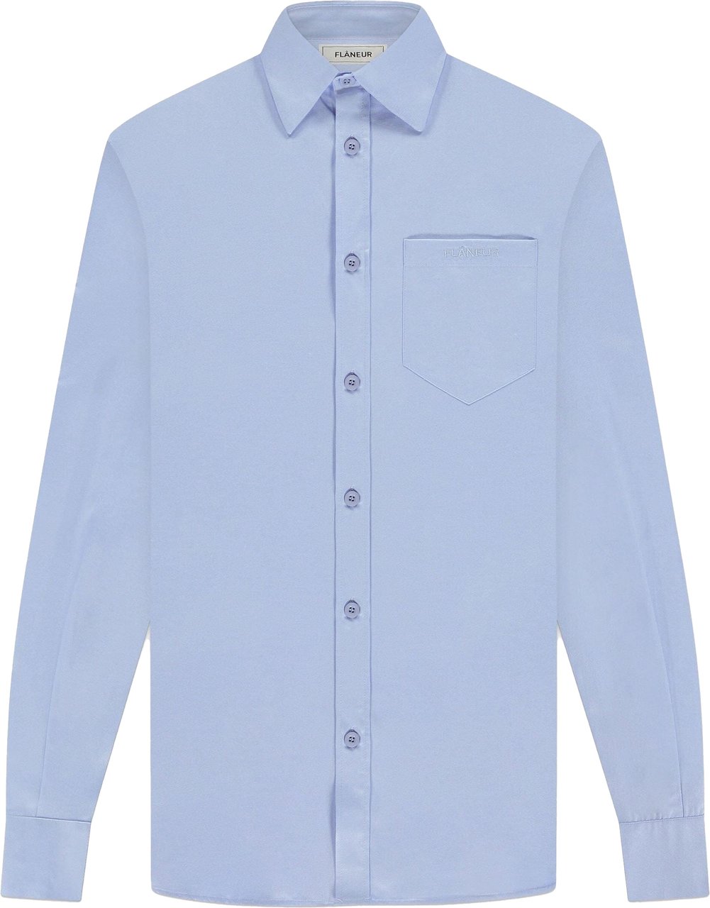 FLÂNEUR Cotton Poplin Shirt | Blue Blauw