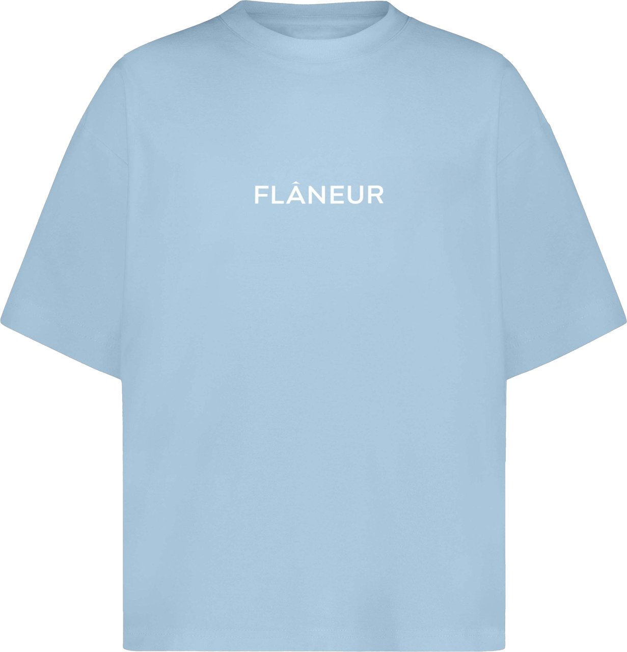 FLÂNEUR Box Logo T-Shirt | Light Blue Blauw