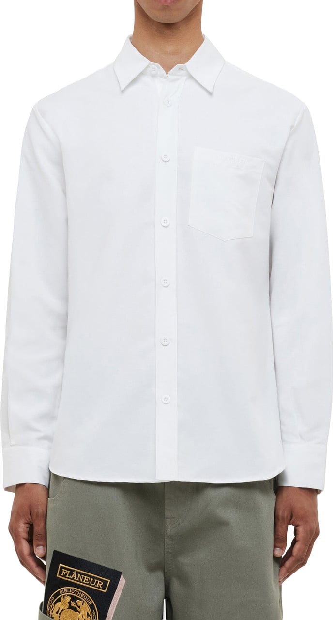 FLÂNEUR Cotton Poplin Shirt | White Wit