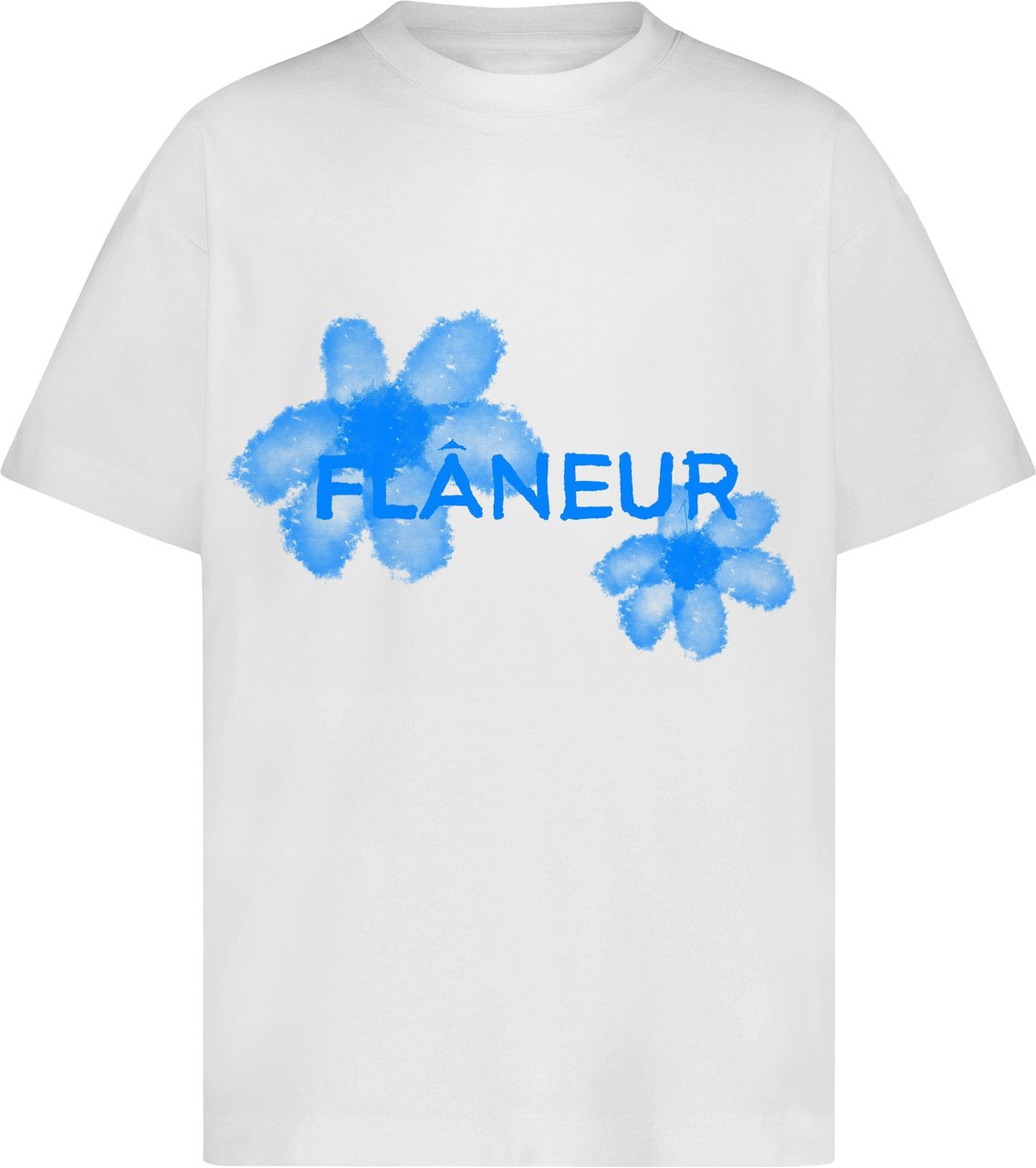 FLÂNEUR Floral Watercolor T-Shirt | White Blue Wit