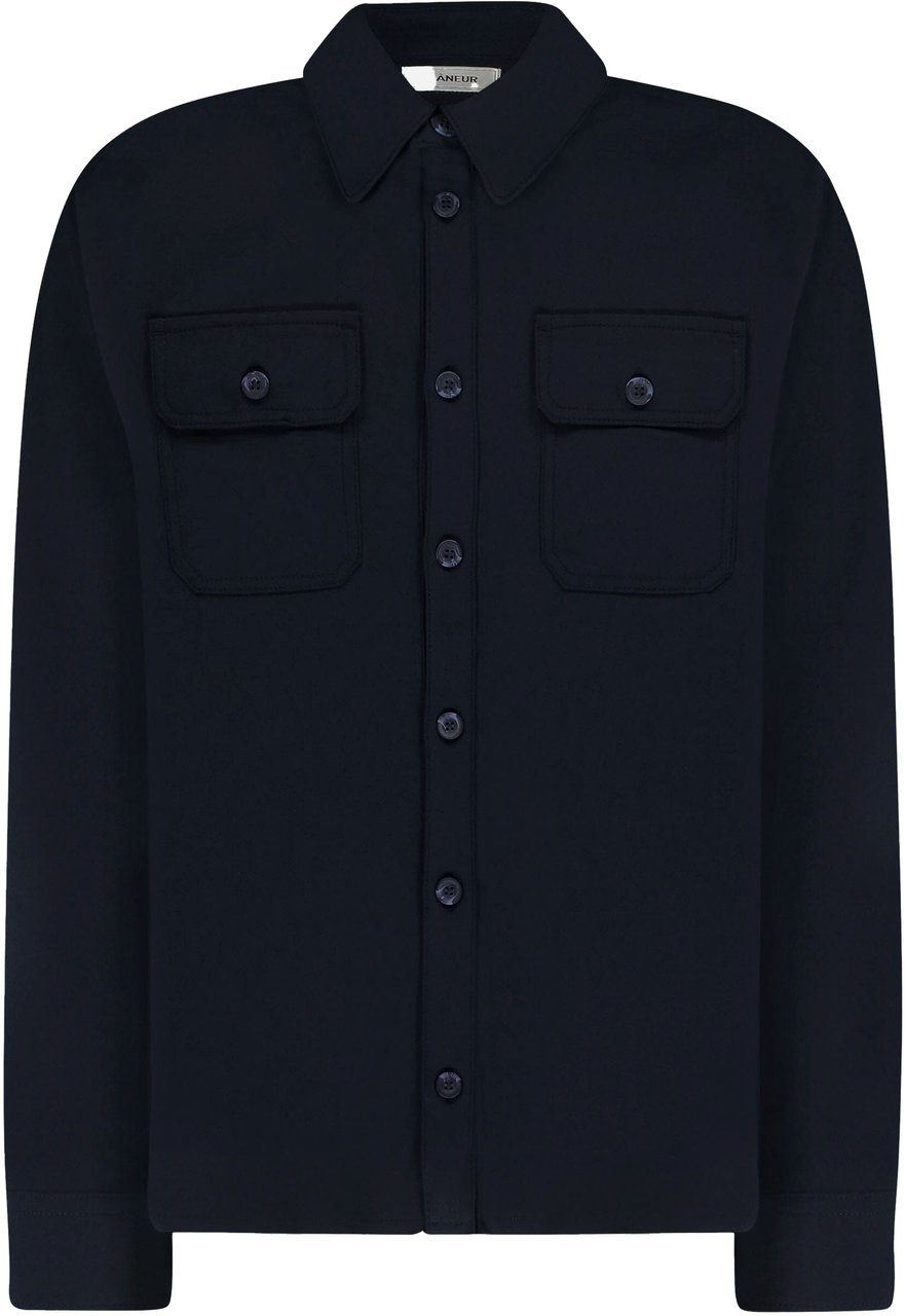 FLÂNEUR Atelier Shirt with Rubber Patch | Navy Blauw