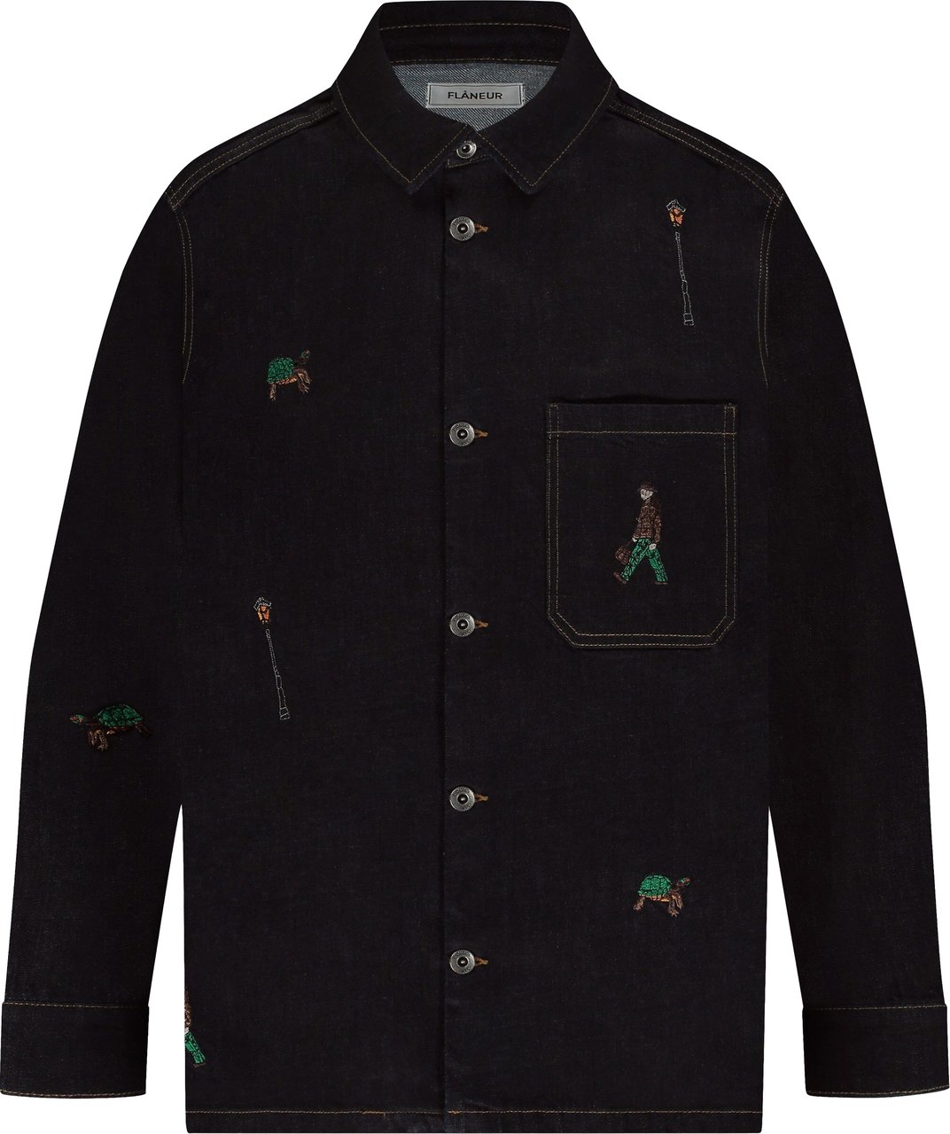 FLÂNEUR Relics Shirt | Raw Denim Blauw