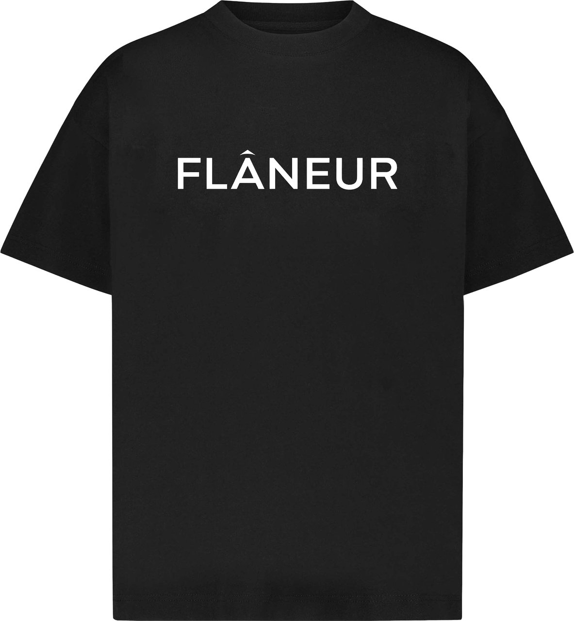 FLÂNEUR Printed Logo T-Shirt | Black Zwart