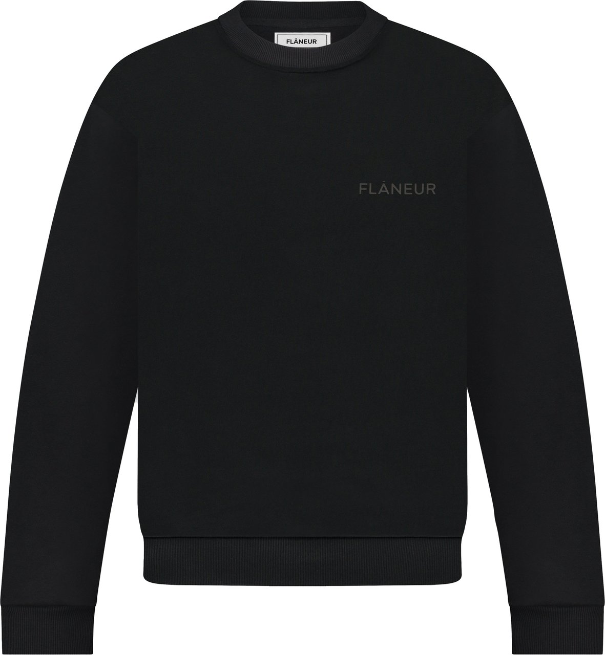 FLÂNEUR Tonal Logo Sweater | Black Zwart