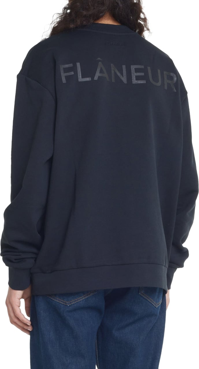 FLÂNEUR Tonal Logo Sweater | Black Zwart
