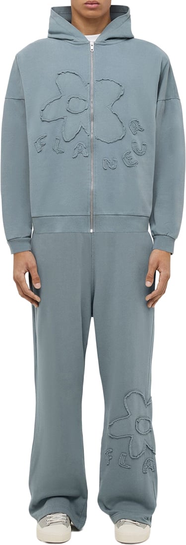 FLÂNEUR Blossom Patches Sweatpants | Steel Green Groen