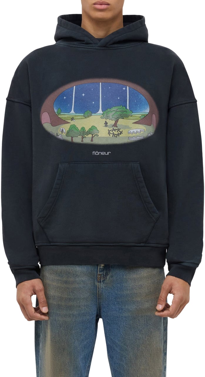 FLÂNEUR Stardome Hoodie (500GSM) | Black Zwart
