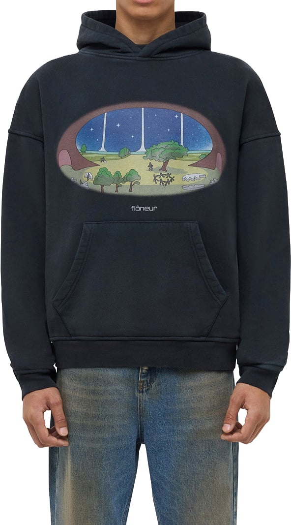 FLÂNEUR Stardome Hoodie (500GSM) | Black Zwart