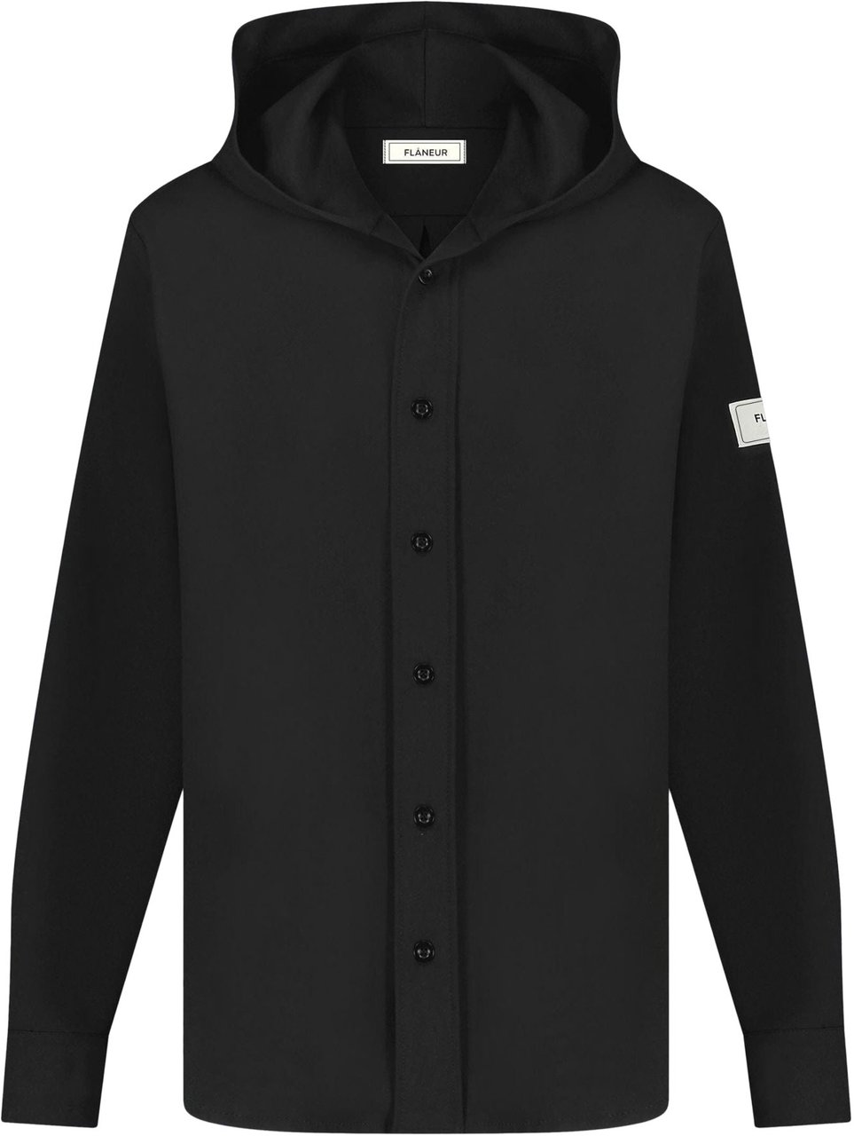 FLÂNEUR Atelier Hooded Shirt | Black Zwart