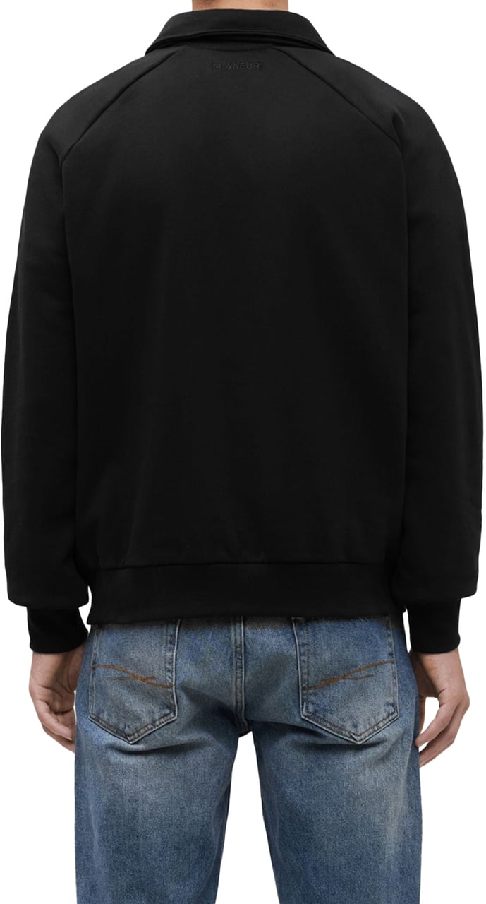 FLÂNEUR Signature Raglan Half Zip | Black Zwart