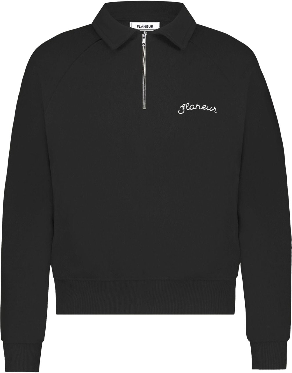 FLÂNEUR Signature Raglan Half Zip | Black Zwart