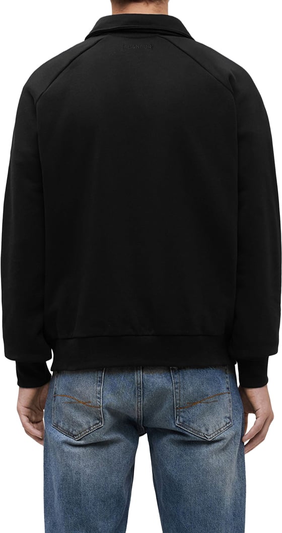 FLÂNEUR Signature Raglan Half Zip | Black Zwart