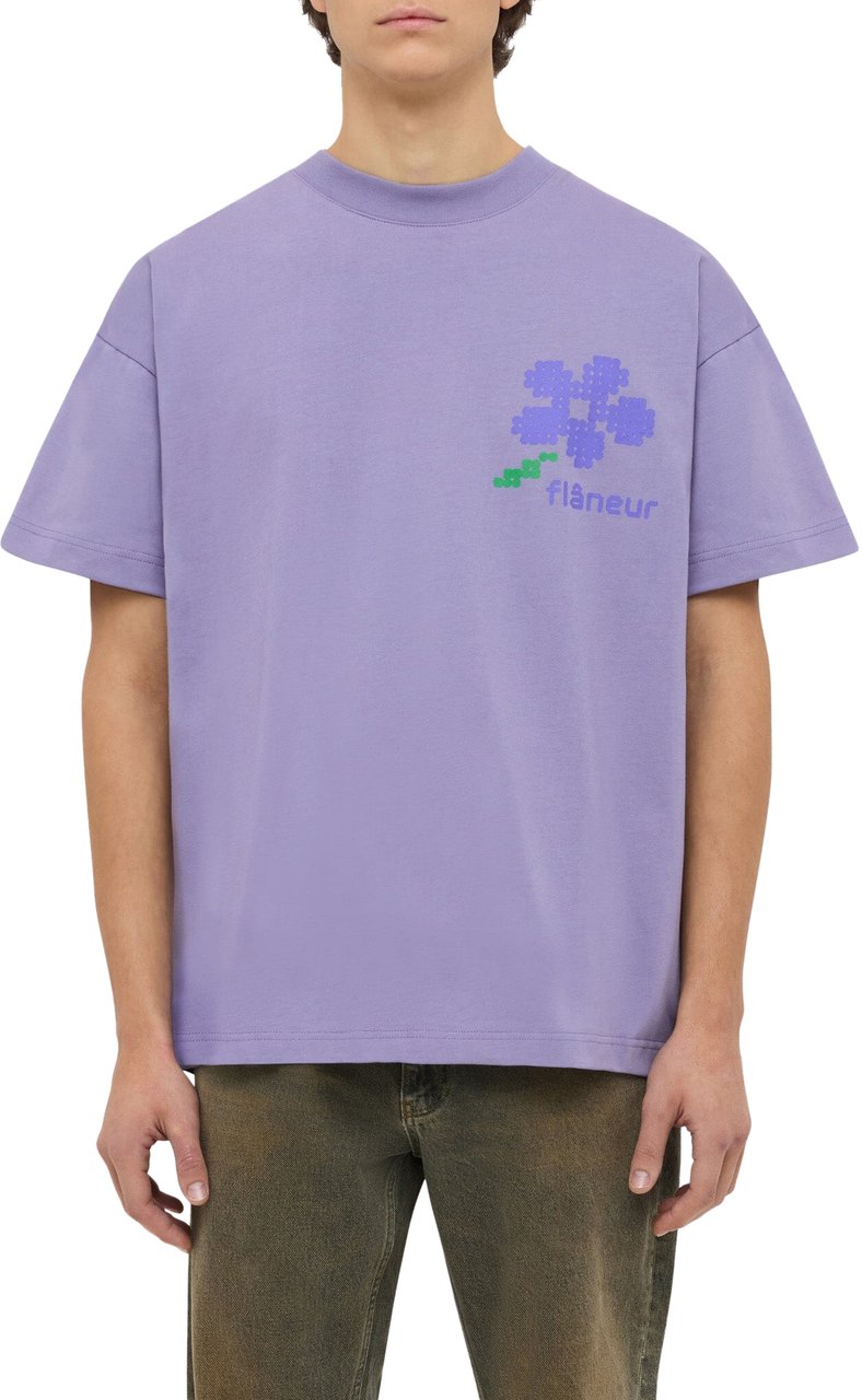 FLÂNEUR Pixel Flower T-Shirt | Purple Paars