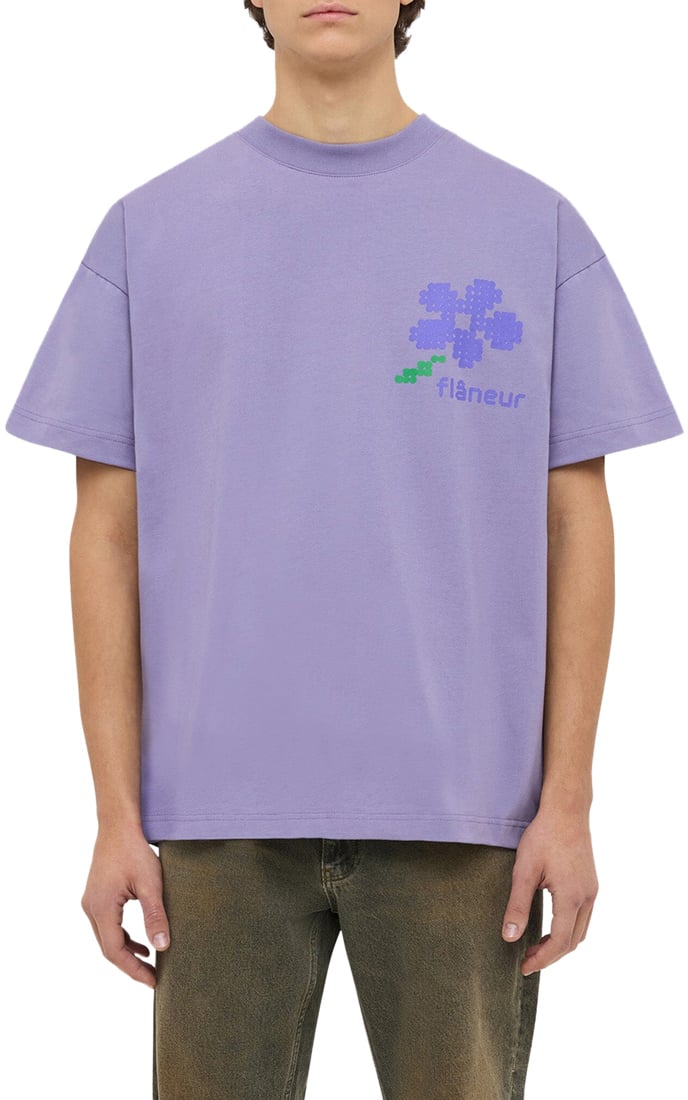 FLÂNEUR Pixel Flower T-Shirt | Purple Paars