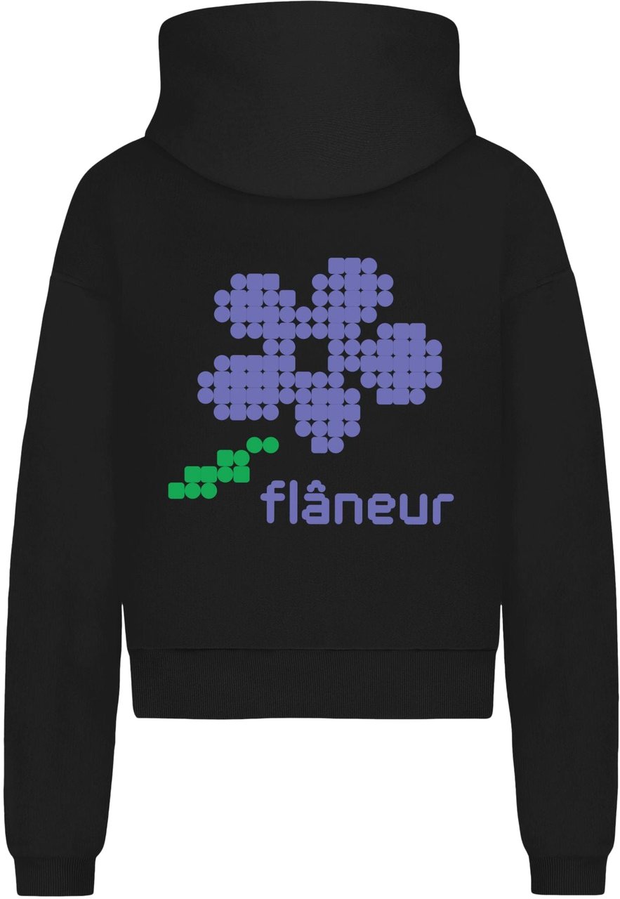 FLÂNEUR Pixel Flower Zip-Up | Black Zwart