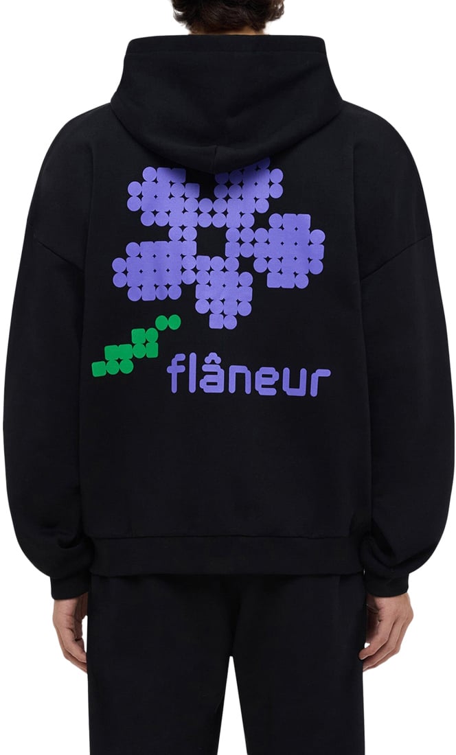 FLÂNEUR Pixel Flower Zip-Up | Black Zwart