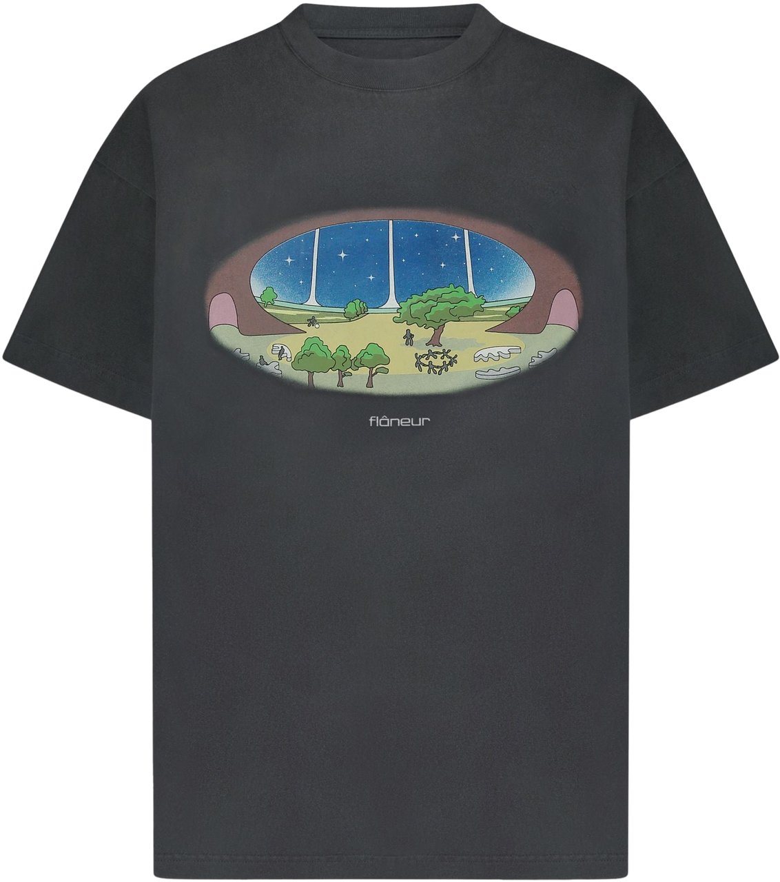 FLÂNEUR Stardome T-Shirt | Black Zwart