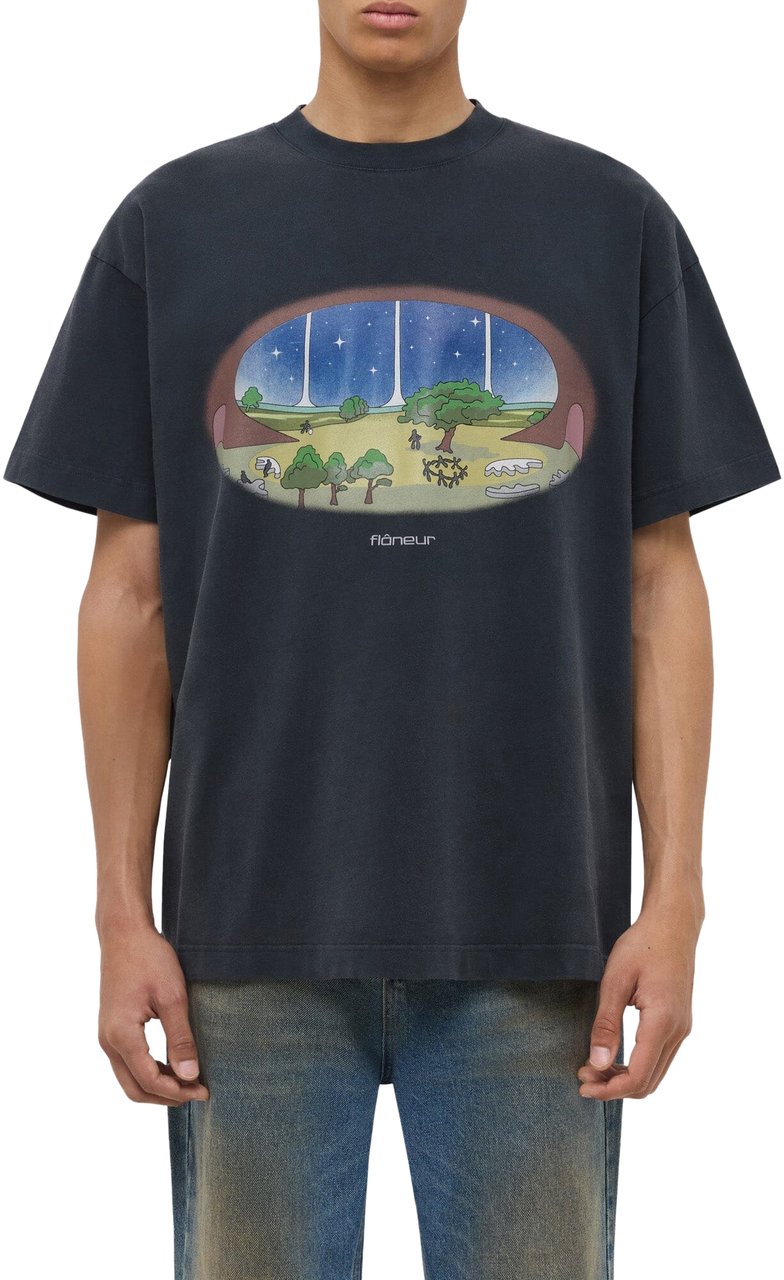 FLÂNEUR Stardome T-Shirt | Black Zwart