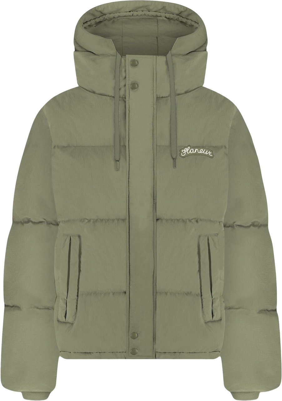FLÂNEUR Signature Puffer Jacket | Khaki Groen