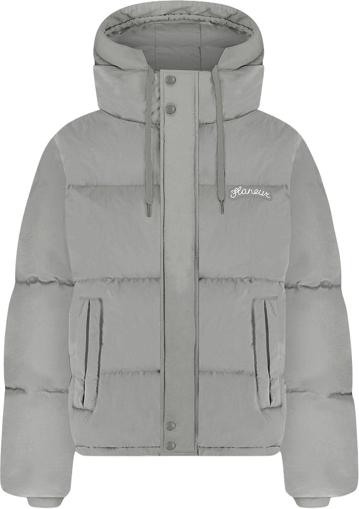FLÂNEUR Signature Hooded Puffer Jacket | Grey Grijs