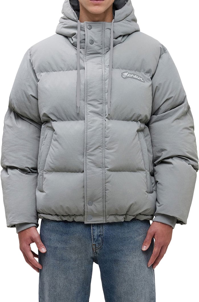 FLÂNEUR Signature Hooded Puffer Jacket | Grey Grijs